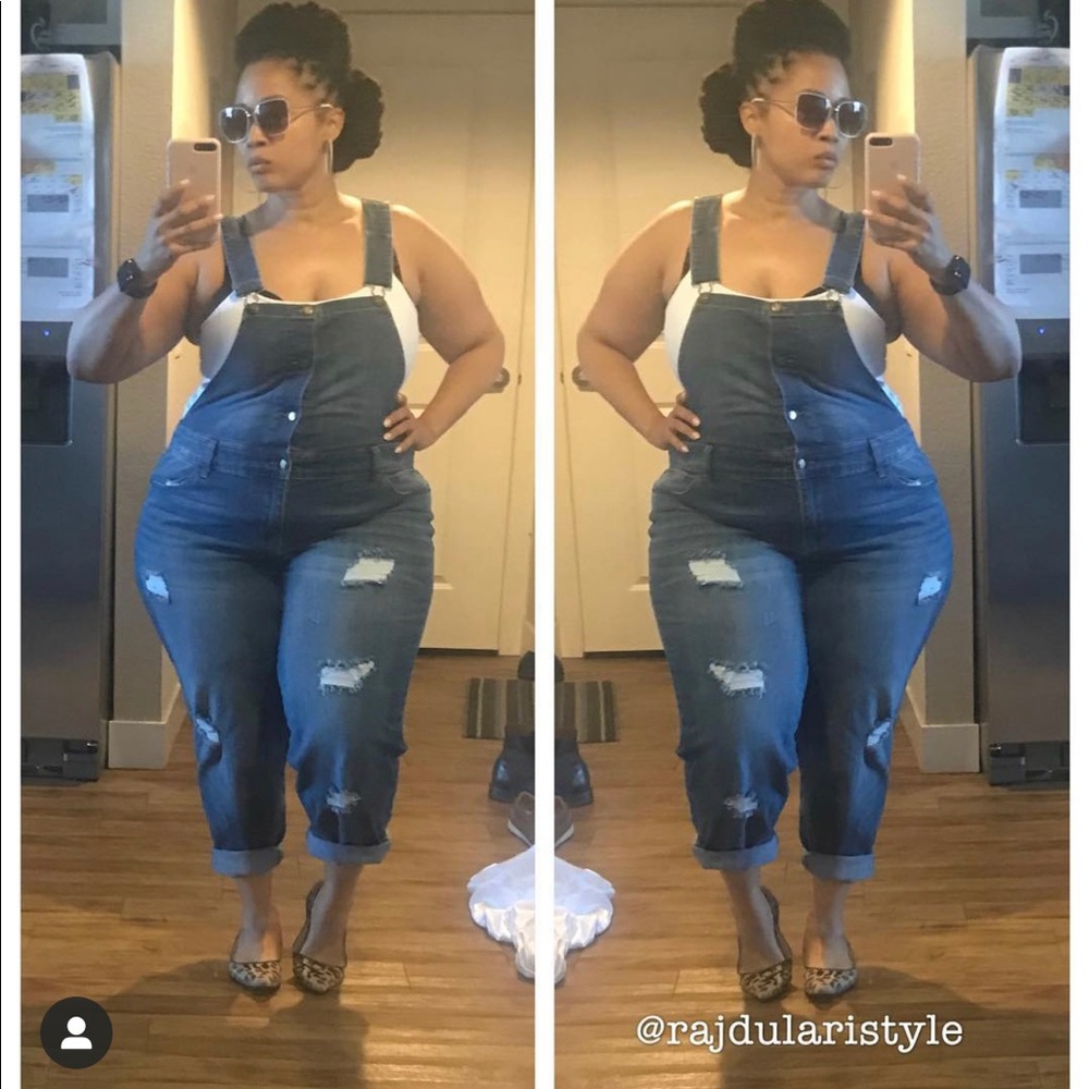 Lane Bryant Button Deconstructed Denim Overalls
